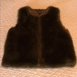Topshop Olive Green Faux Fur Vest. Size M.